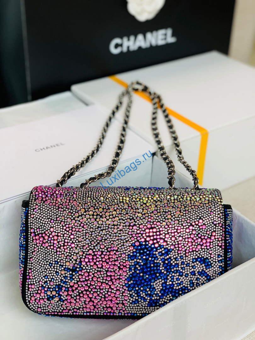 Chanel 2022 CF Flap Rhinestone Limited Edition Bag Sequins Red and Blue | chanel 2022 cf flap rhinestone limited edition bag red 02