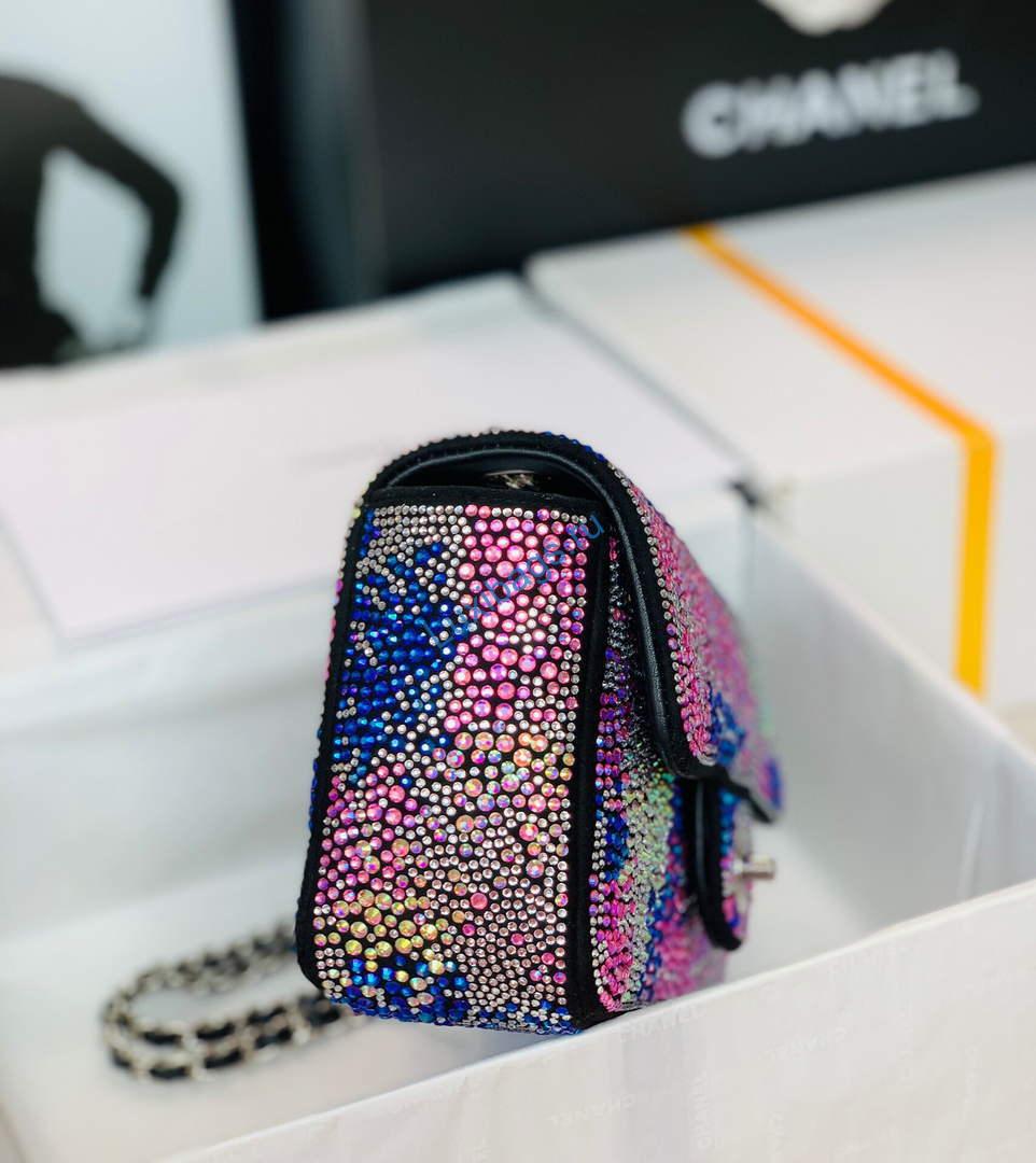Chanel 2022 CF Flap Rhinestone Limited Edition Bag Sequins Red and Blue | chanel 2022 cf flap rhinestone limited edition bag red 04