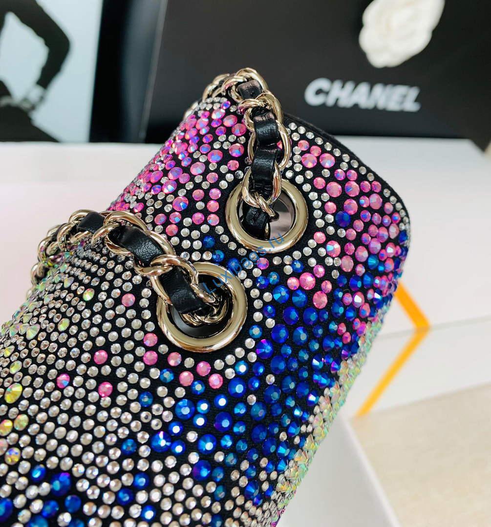 Chanel 2022 CF Flap Rhinestone Limited Edition Bag Sequins Red and Blue | chanel 2022 cf flap rhinestone limited edition bag red 06