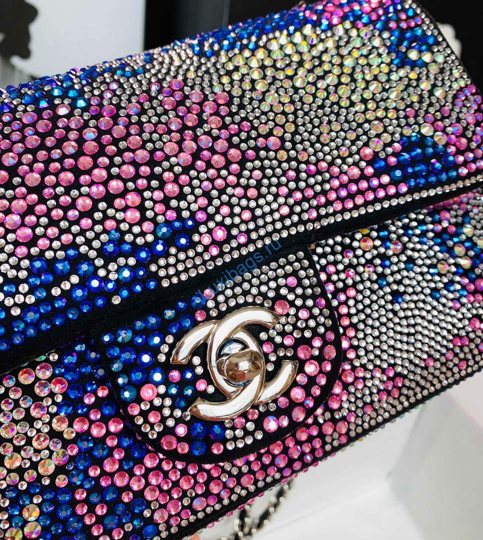 Chanel 2022 CF Flap Rhinestone Limited Edition Bag Sequins Red and Blue | chanel 2022 cf flap rhinestone limited edition bag red 07