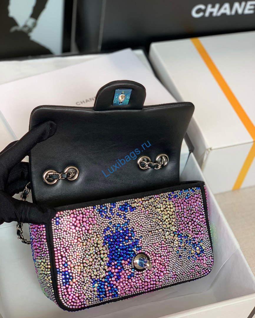 Chanel 2022 CF Flap Rhinestone Limited Edition Bag Sequins Red and Blue | chanel 2022 cf flap rhinestone limited edition bag red 08