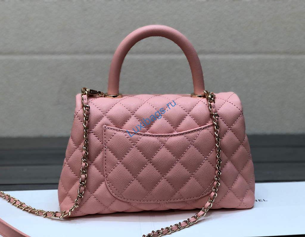 Chanel A92990 Medium Flap Bag With Top Handle Bag Pink | chanel a92990 meduim flap bag with top handle handbag 092