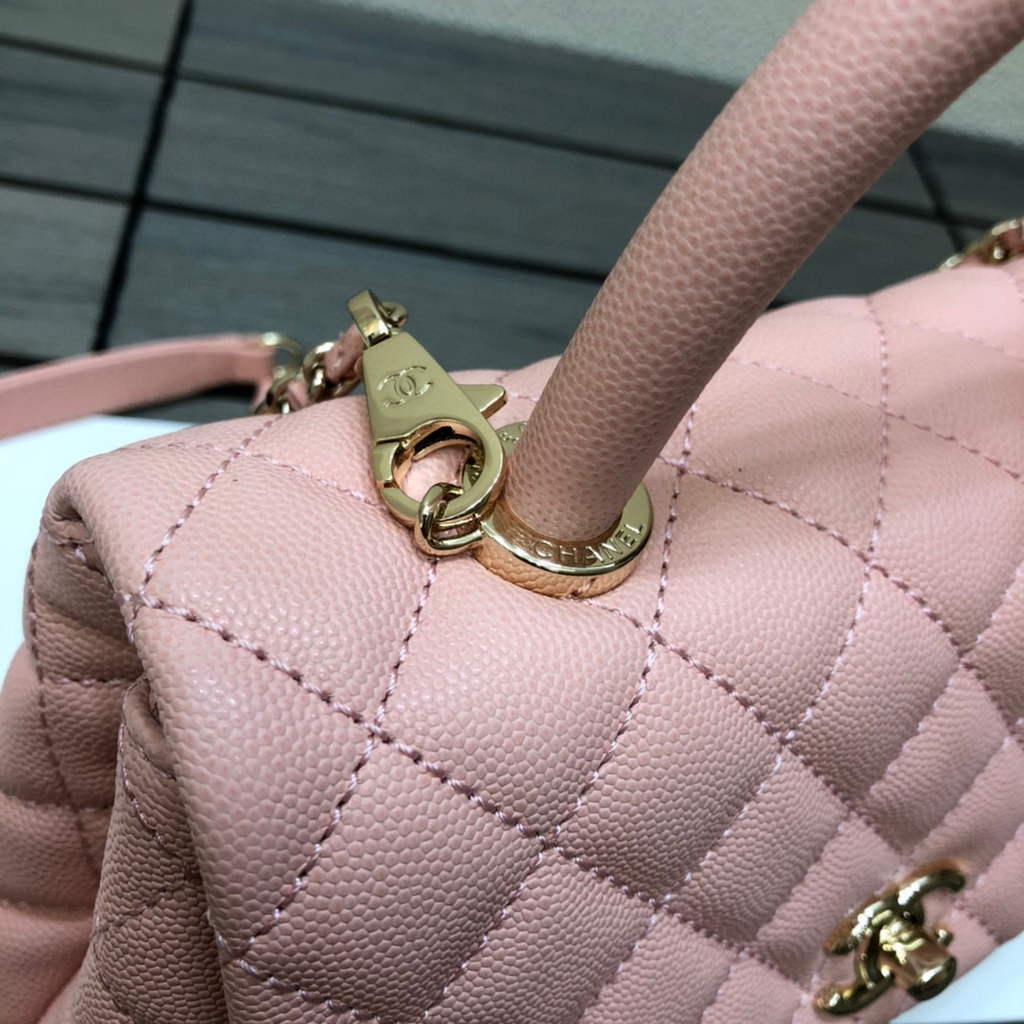 Chanel A92990 Medium Flap Bag With Top Handle Bag Pink | chanel a92990 meduim flap bag with top handle handbag 093