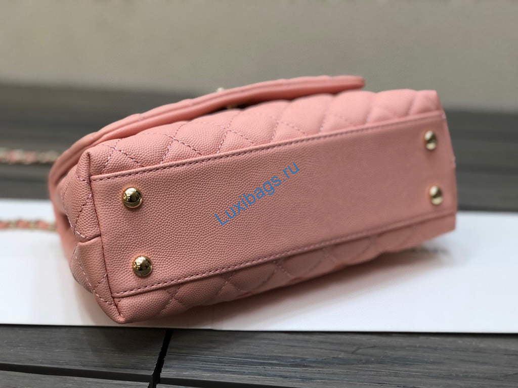 Chanel A92990 Medium Flap Bag With Top Handle Bag Pink | chanel a92990 meduim flap bag with top handle handbag 095