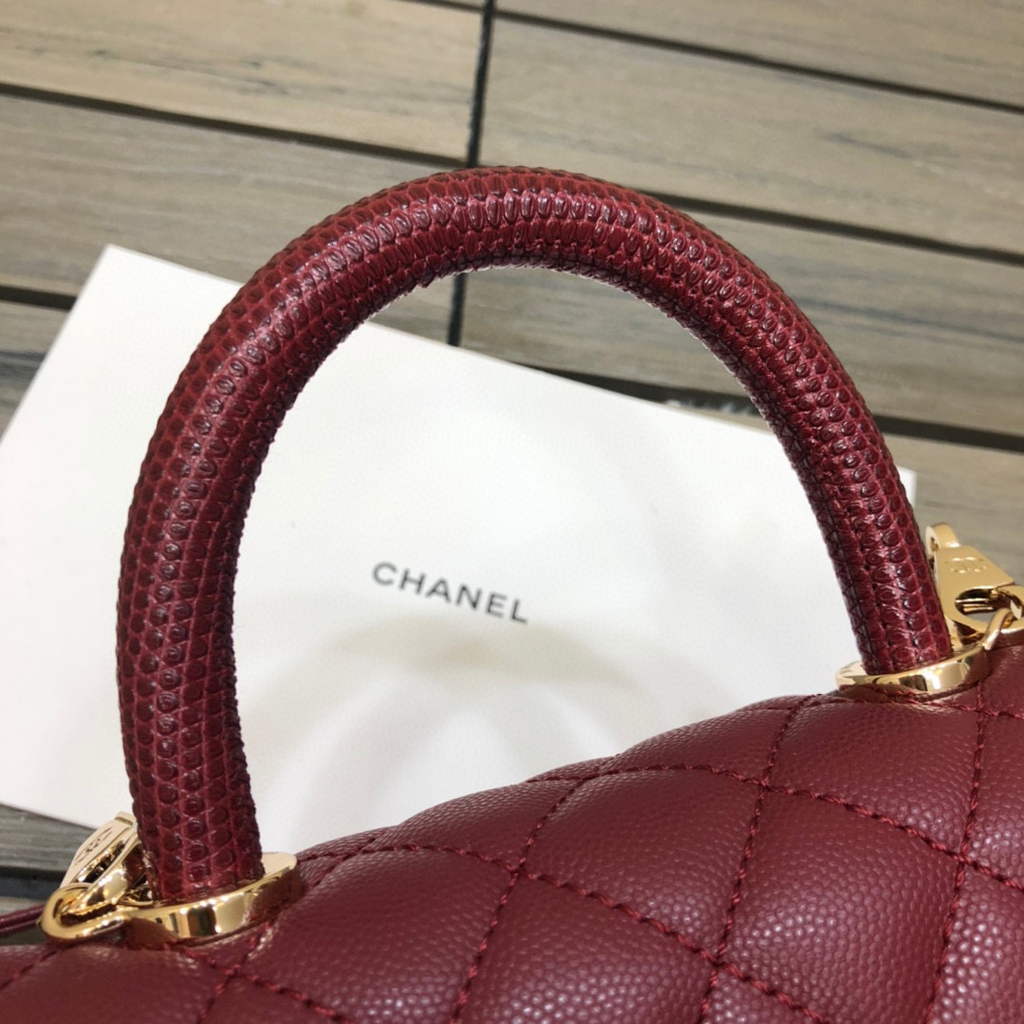 Chanel A92990 Medium Flap Bag With Top Handle Bag Wine Red | chanel a92990 meduim flap bag with top handle handbag 120