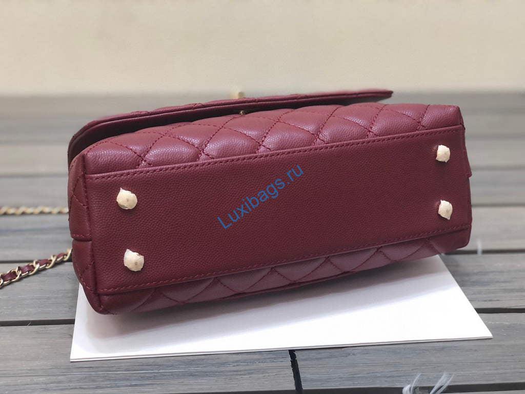 Chanel A92990 Medium Flap Bag With Top Handle Bag Wine Red | chanel a92990 meduim flap bag with top handle handbag 122
