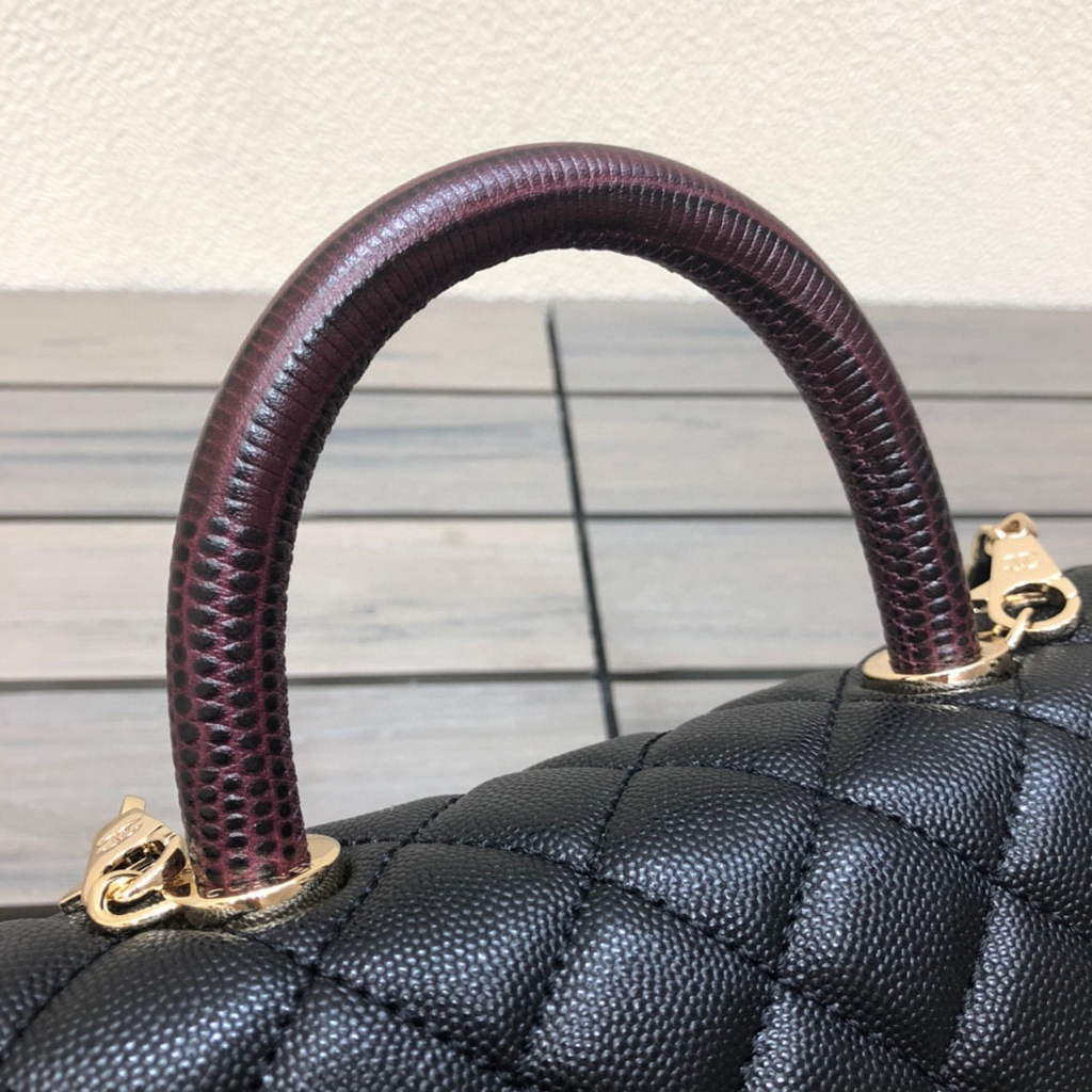 Chanel A92990 Medium Flap Bag With Brown Top Handle Bag Black | chanel a92990 meduim flap bag with top handle handbag 128