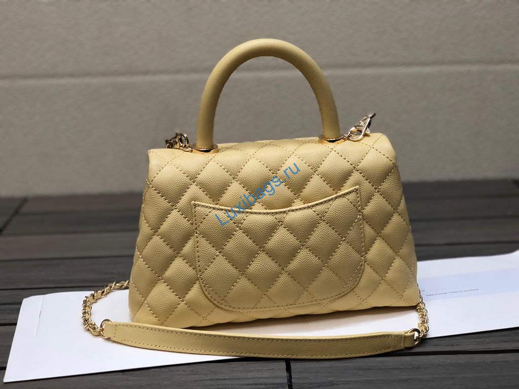 Chanel A92990 Medium Flap Bag With Top Handle Bag Yellow | chanel a92990 meduim flap bag with top handle handbag 13