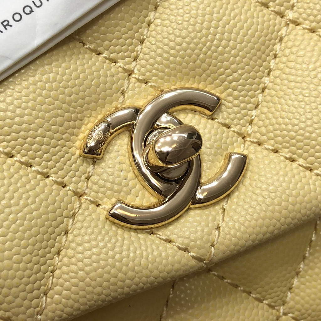 Chanel A92990 Medium Flap Bag With Top Handle Bag Yellow | chanel a92990 meduim flap bag with top handle handbag 14