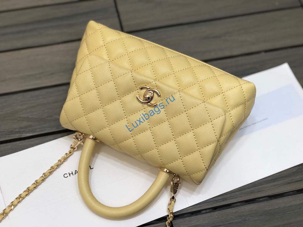 Chanel A92990 Medium Flap Bag With Top Handle Bag Yellow | chanel a92990 meduim flap bag with top handle handbag 15