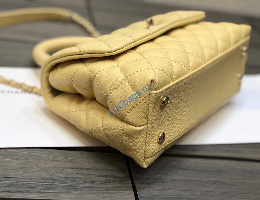 Chanel A92990 Medium Flap Bag With Top Handle Bag Yellow | chanel a92990 meduim flap bag with top handle handbag 16