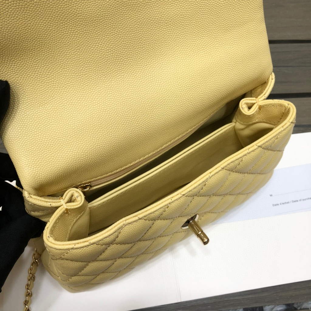 Chanel A92990 Medium Flap Bag With Top Handle Bag Yellow | chanel a92990 meduim flap bag with top handle handbag 17
