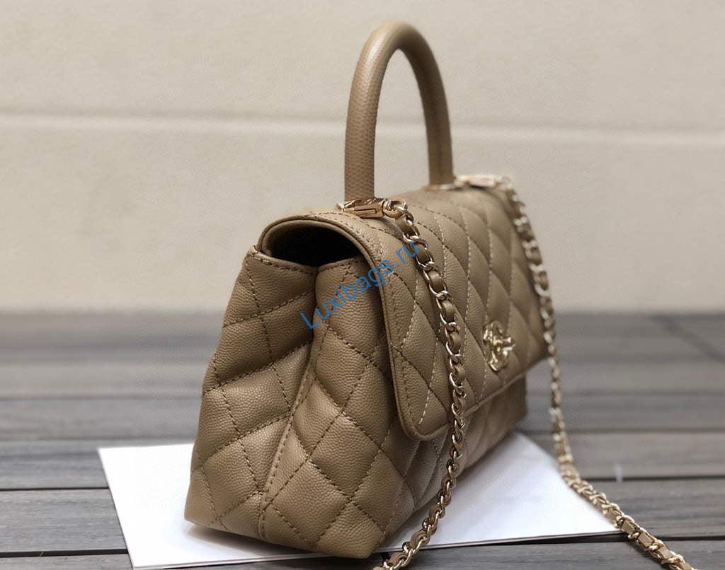 Chanel A92990 Medium Flap Bag With Top Handle Bag Light Apricot | chanel a92990 meduim flap bag with top handle handbag 32