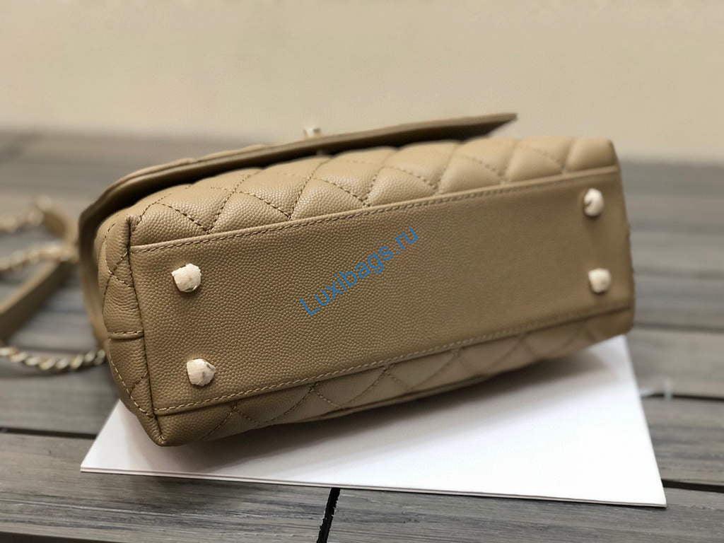 Chanel A92990 Medium Flap Bag With Top Handle Bag Light Apricot | chanel a92990 meduim flap bag with top handle handbag 36