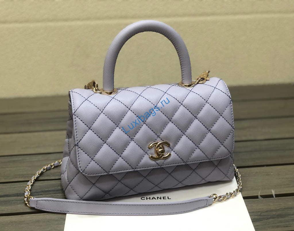Chanel A92990 Medium Flap Bag With Top Handle Bag Light Purple | chanel a92990 meduim flap bag with top handle handbag 43