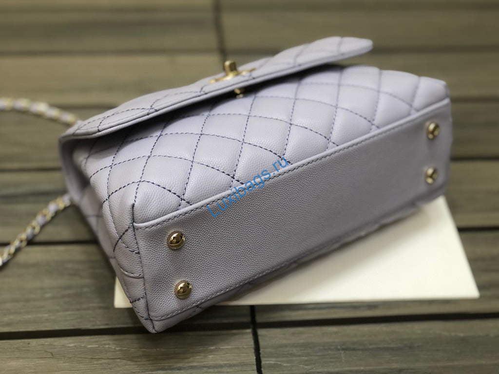 Chanel A92990 Medium Flap Bag With Top Handle Bag Light Purple | chanel a92990 meduim flap bag with top handle handbag 46