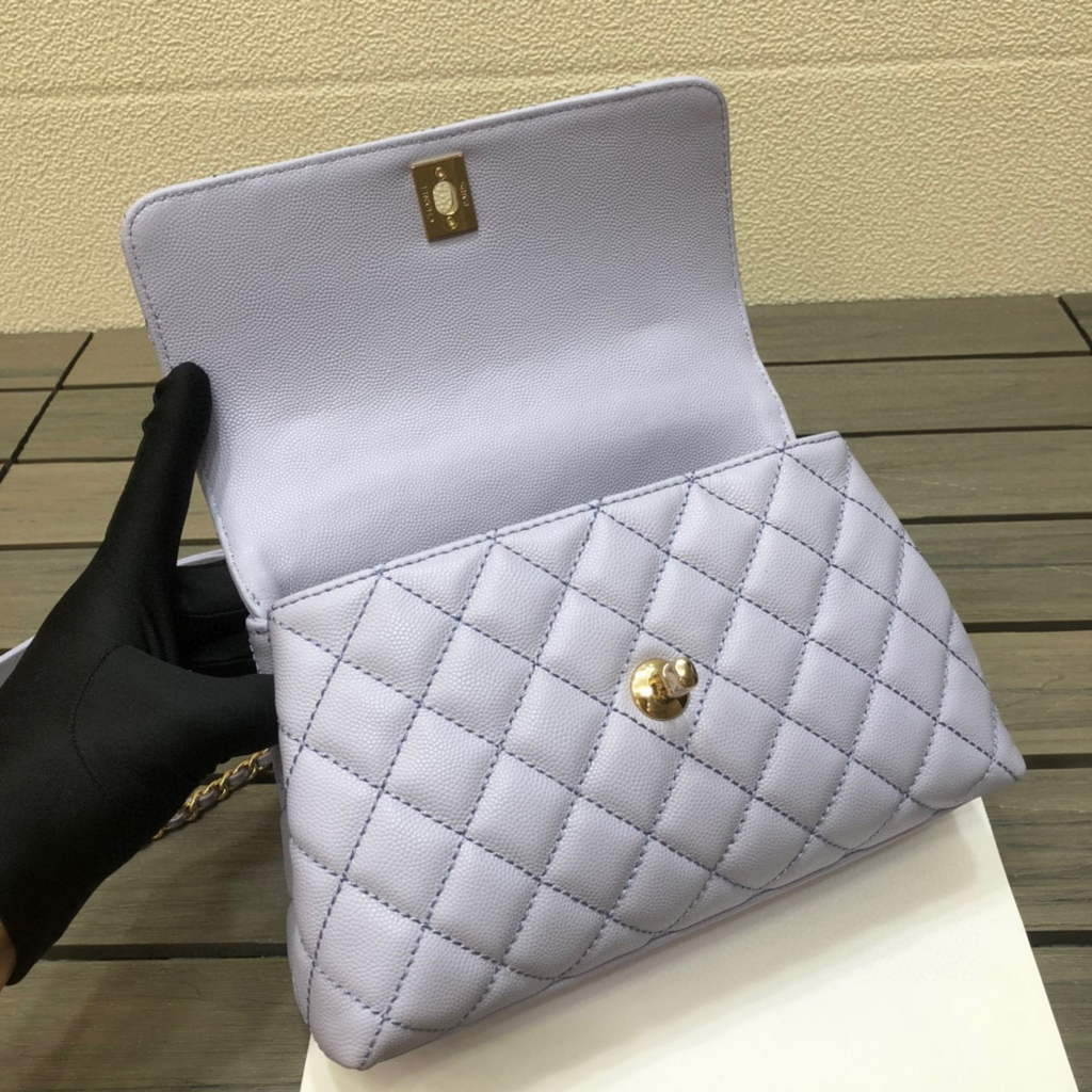 Chanel A92990 Medium Flap Bag With Top Handle Bag Light Purple | chanel a92990 meduim flap bag with top handle handbag 47