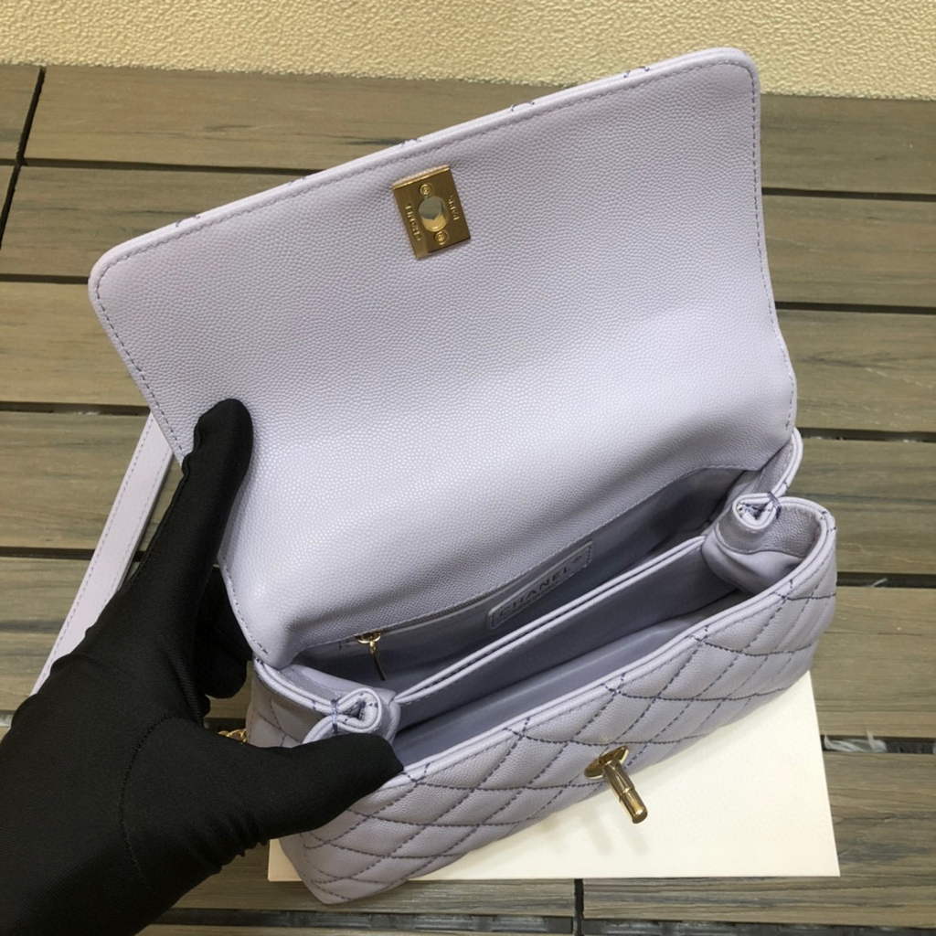 Chanel A92990 Medium Flap Bag With Top Handle Bag Light Purple | chanel a92990 meduim flap bag with top handle handbag 48