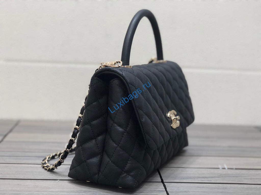 Chanel A92991 Large Flap Bag With Top Handle handBag Black | chanel a92991 large flap bag with top handle handbag 108