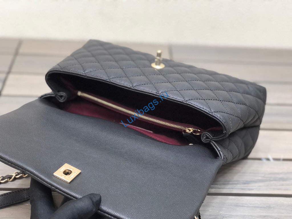 Chanel A92991 Large Flap Bag With Top Handle handBag Black | chanel a92991 large flap bag with top handle handbag 113