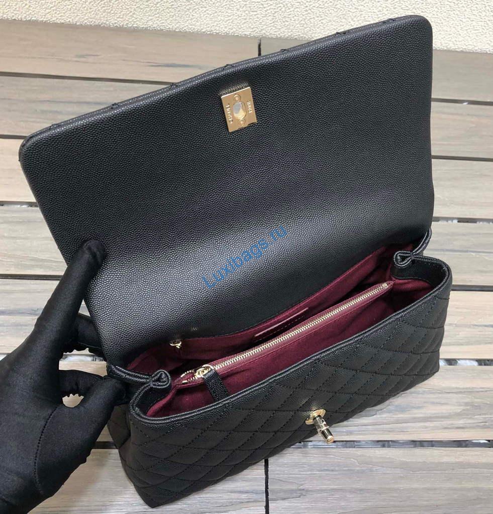 Chanel A92991 Large Flap Bag With Top Handle handBag Black | chanel a92991 large flap bag with top handle handbag 114