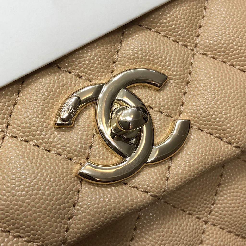 Chanel A92991 Large Flap Bag With Top Handle Bag Apricot | chanel a92991 large flap bag with top handle handbag 128