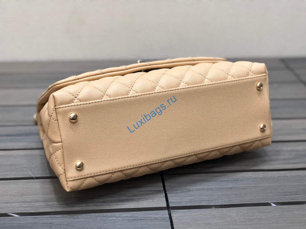 Chanel A92991 Large Flap Bag With Top Handle Bag Apricot | chanel a92991 large flap bag with top handle handbag 131