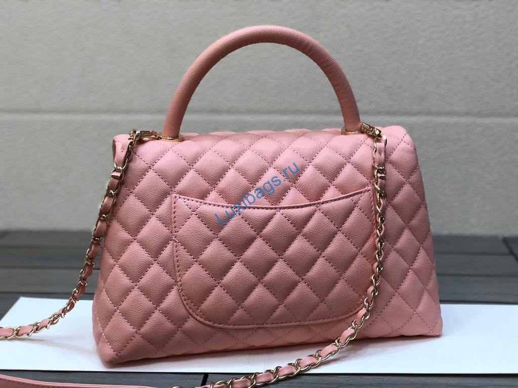 Chanel A92991 Large Flap Bag With Top Handle handBag Pink | chanel a92991 large flap bag with top handle handbag 91