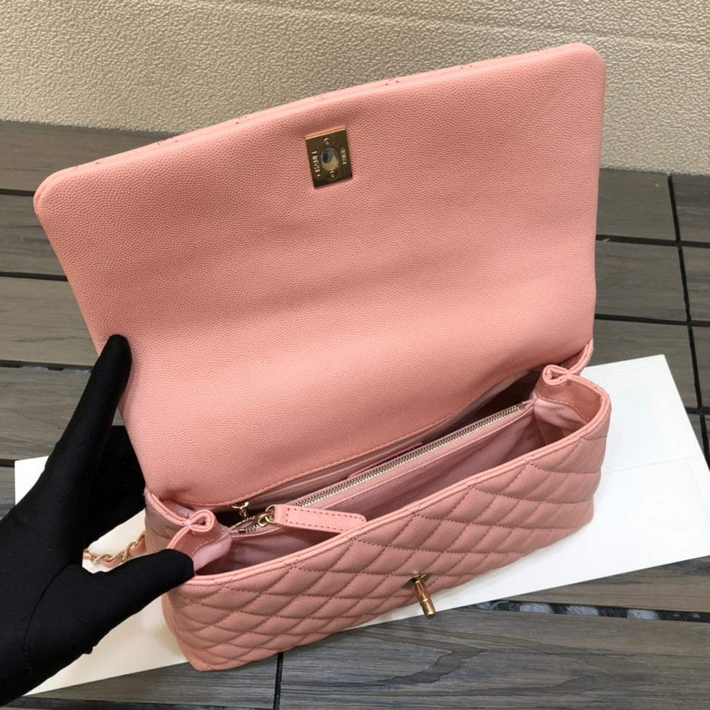 Chanel A92991 Large Flap Bag With Top Handle handBag Pink | chanel a92991 large flap bag with top handle handbag 96