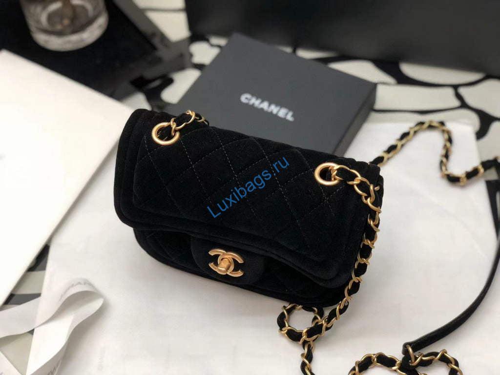 Chanel AS1115 Flap Bag Classic Velvet Black | chanel as1115 flap bag classic velvet 12