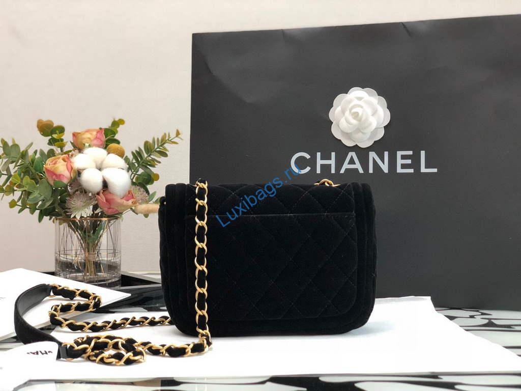 Chanel AS1115 Flap Bag Classic Velvet Black | chanel as1115 flap bag classic velvet 16