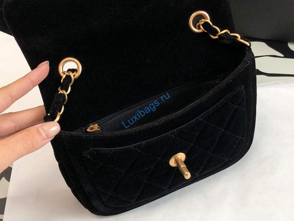Chanel AS1115 Flap Bag Classic Velvet Black | chanel as1115 flap bag classic velvet 17