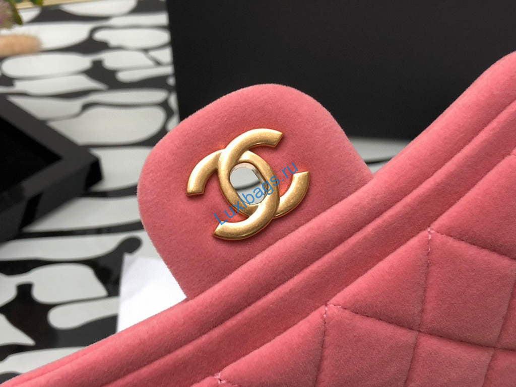 Chanel AS1115 Flap Bag Classic Velvet Pink | chanel as1115 flap bag classic velvet 3