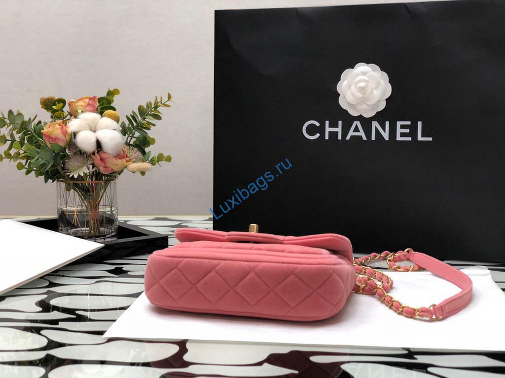 Chanel AS1115 Flap Bag Classic Velvet Pink | chanel as1115 flap bag classic velvet 7