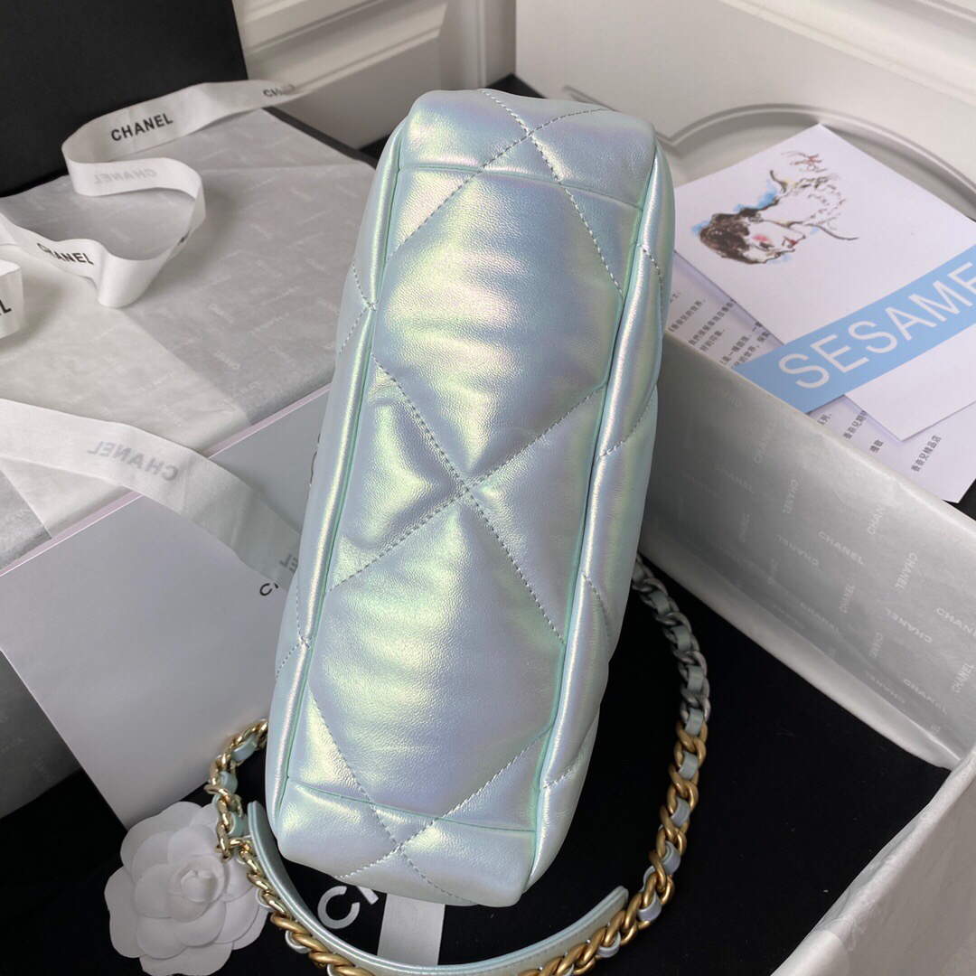 Chanel As1160 Chanel 19 Handbag Flap Lambskin B04852 94305 Light Blue Silver | chanel as1160 chanel 19 handbag flap lambskin b04852 94305 silver 005