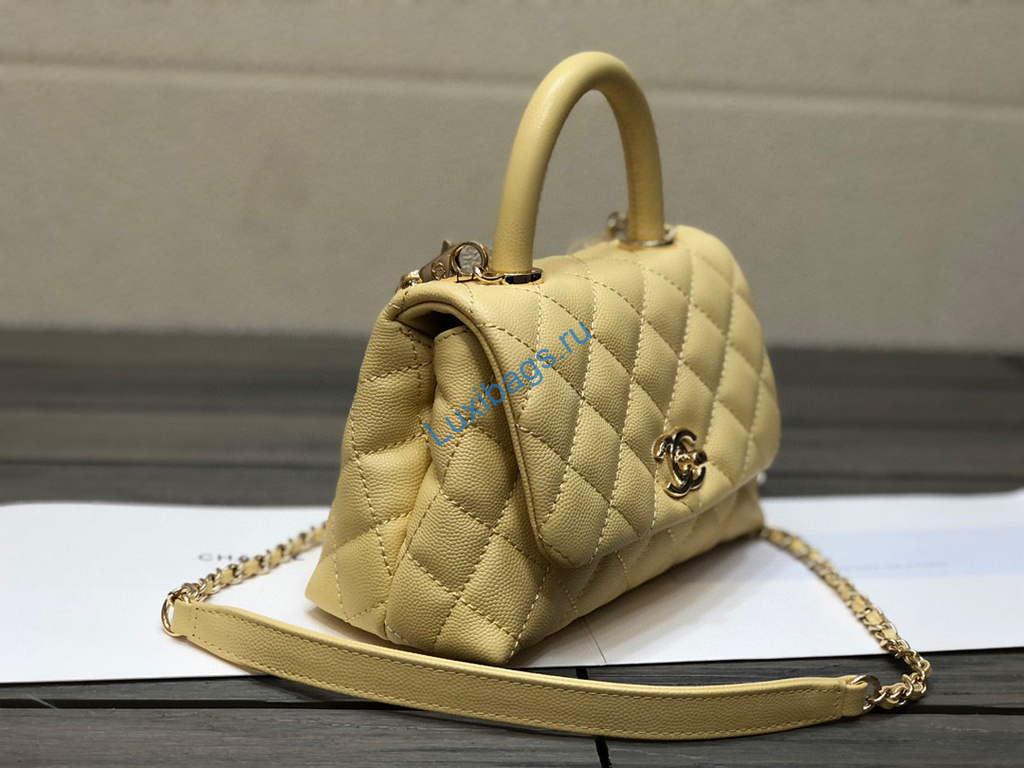 Chanel AS2215 mini flap bag with top handle Bag Yellow | chanel as2215 mini flap bag with top handle bag light blue 21