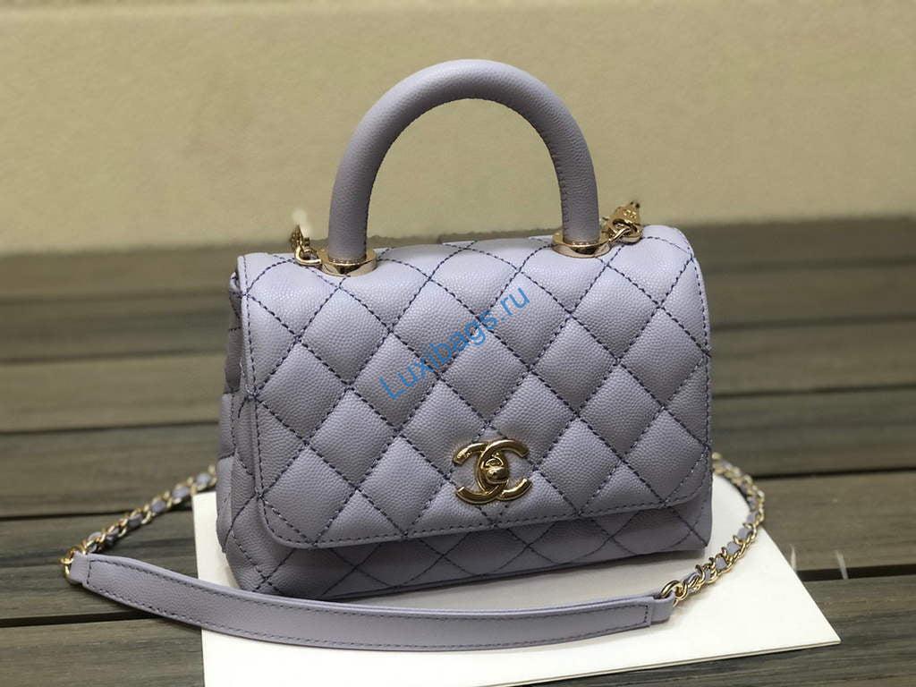 Chanel AS2215 mini flap bag with top handle Bag light blue | chanel as2215 mini flap bag with top handle bag light blue 40