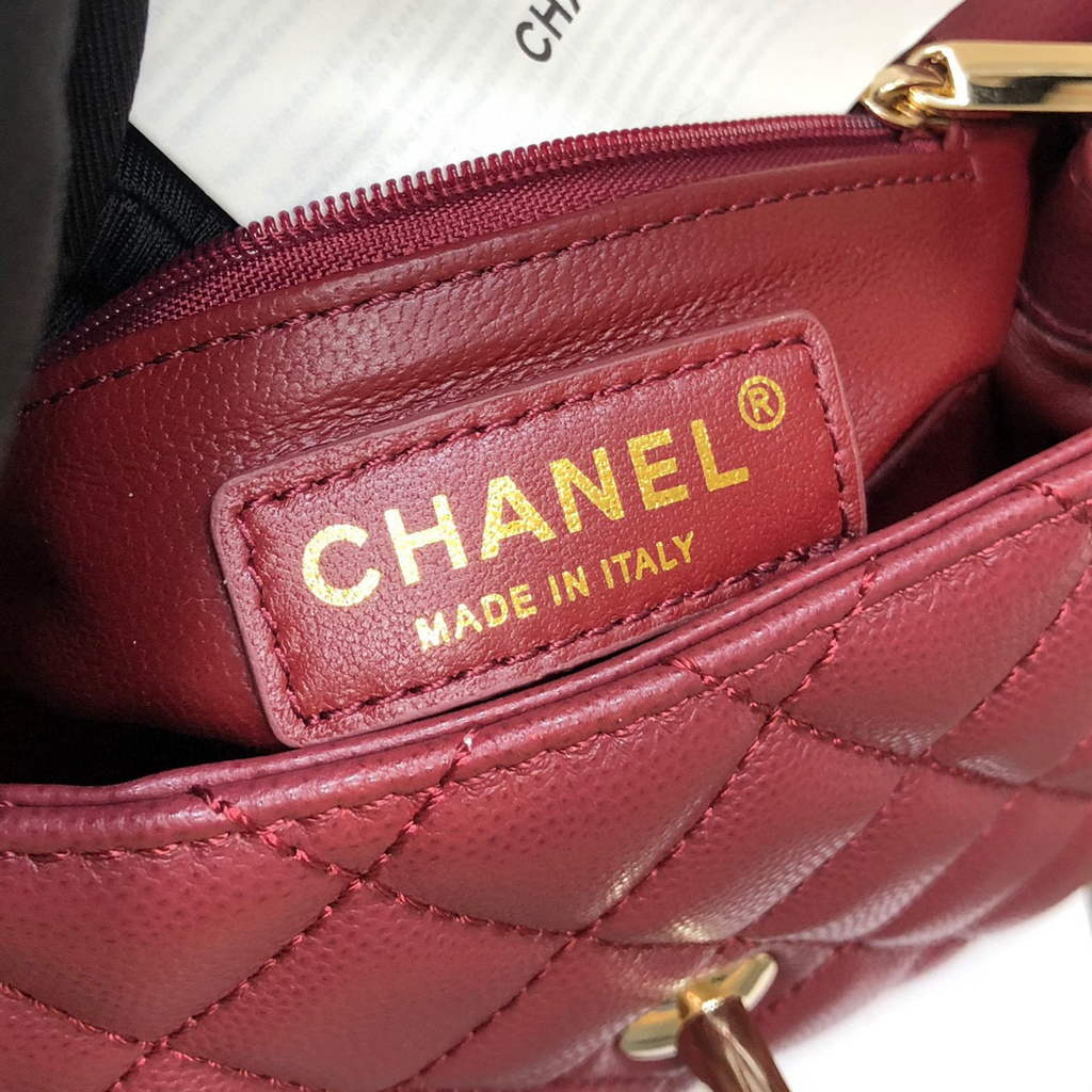 Chanel AS2215 mini flap bag with top handle Bag Wine Red | chanel as2215 mini flap bag with top handle bag red 08
