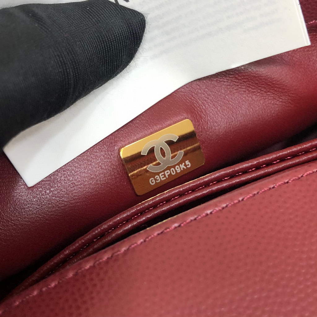 Chanel AS2215 mini flap bag with top handle Bag Wine Red | chanel as2215 mini flap bag with top handle bag red 09
