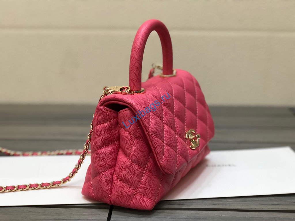 Chanel AS2215 mini flap bag with top handle Bag Rose Red | chanel as2215 mini flap bag with top handle bag red 21