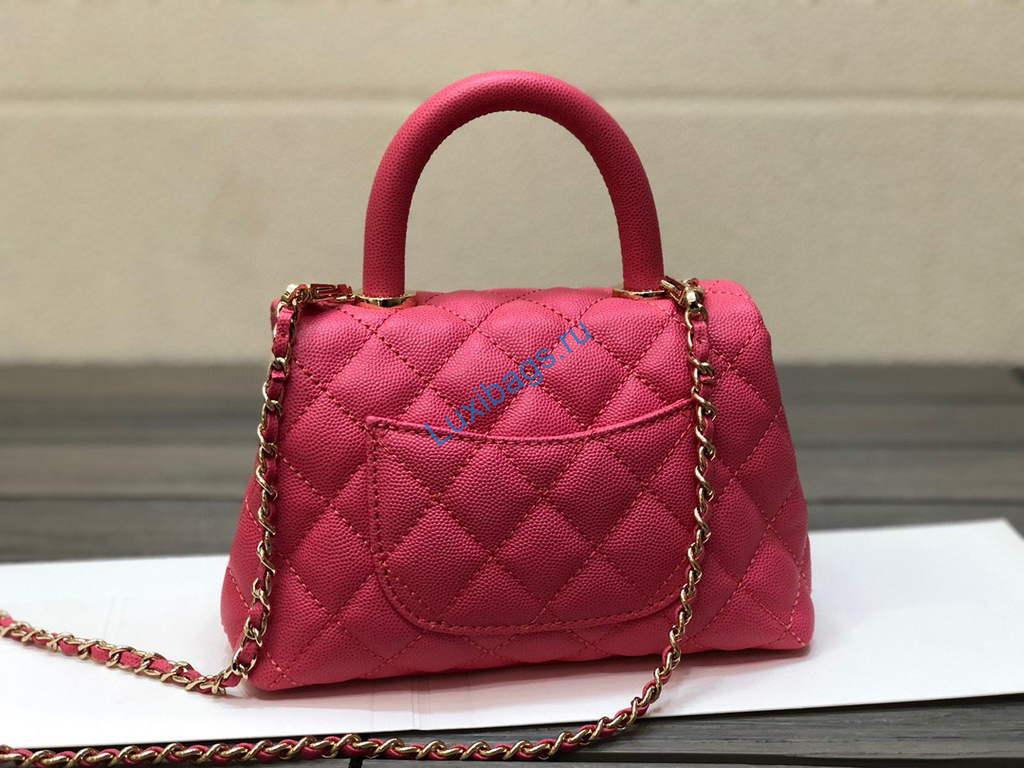 Chanel AS2215 mini flap bag with top handle Bag Rose Red | chanel as2215 mini flap bag with top handle bag red 22