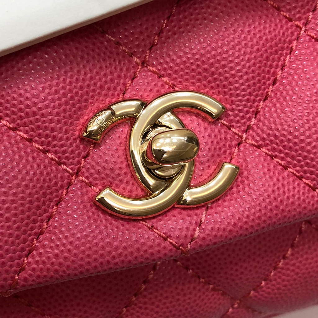 Chanel AS2215 mini flap bag with top handle Bag Rose Red | chanel as2215 mini flap bag with top handle bag red 23
