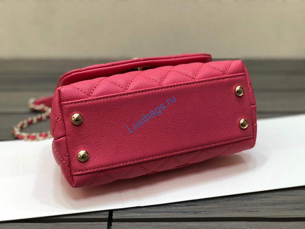 Chanel AS2215 mini flap bag with top handle Bag Rose Red | chanel as2215 mini flap bag with top handle bag red 24
