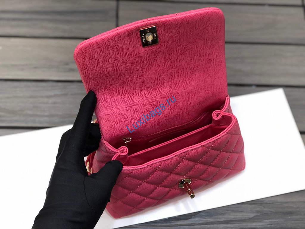 Chanel AS2215 mini flap bag with top handle Bag Rose Red | chanel as2215 mini flap bag with top handle bag red 27