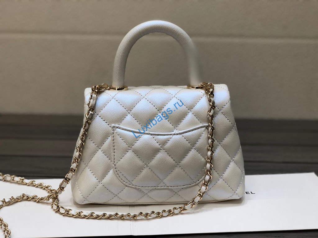 Chanel AS2215 mini flap bag with top handle Bag Silver White | chanel as2215 mini flap bag with top handle bag red 39