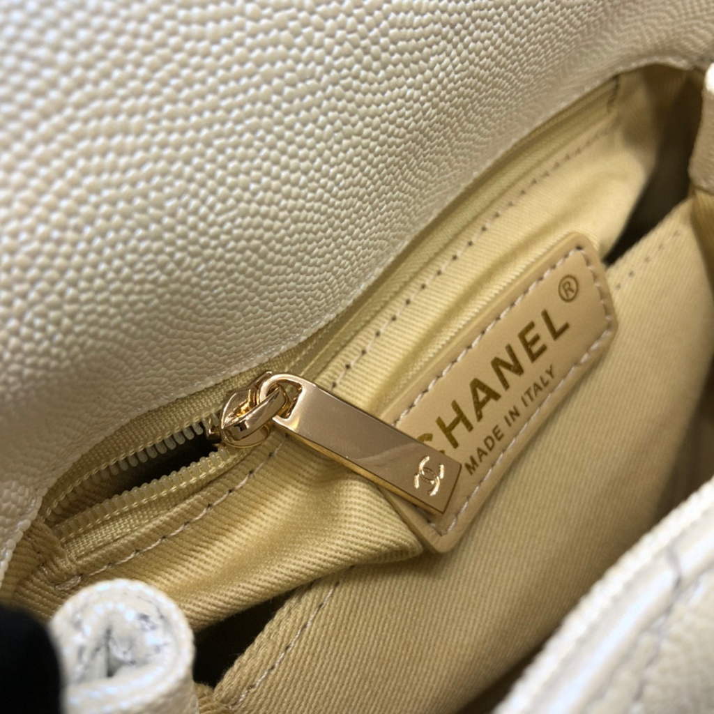 Chanel AS2215 mini flap bag with top handle Bag Silver White | chanel as2215 mini flap bag with top handle bag red 45