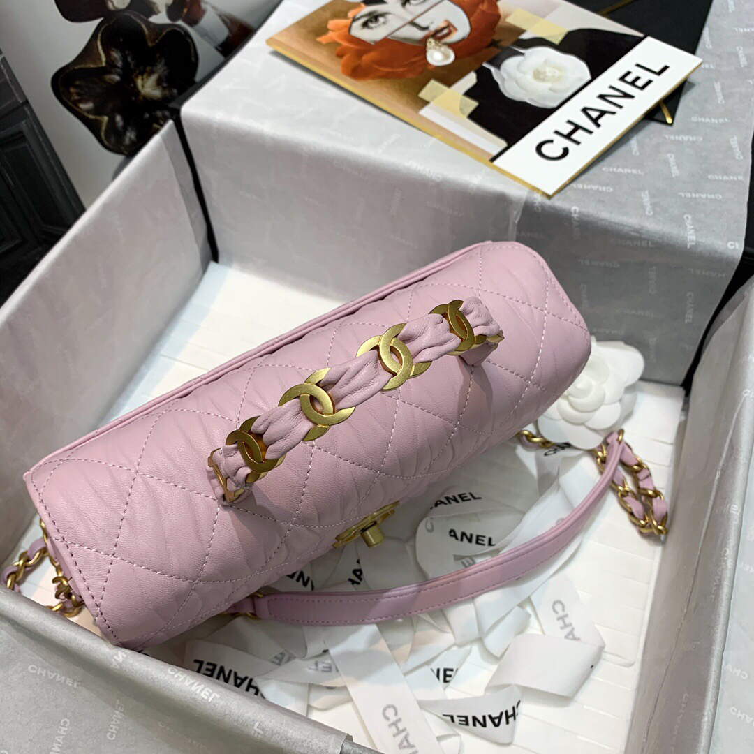 Chanel AS2478 Flap CC Wrapped Bag with Top Handle Pink | chanel as2478 flap cc wrapped bag with top handle 04