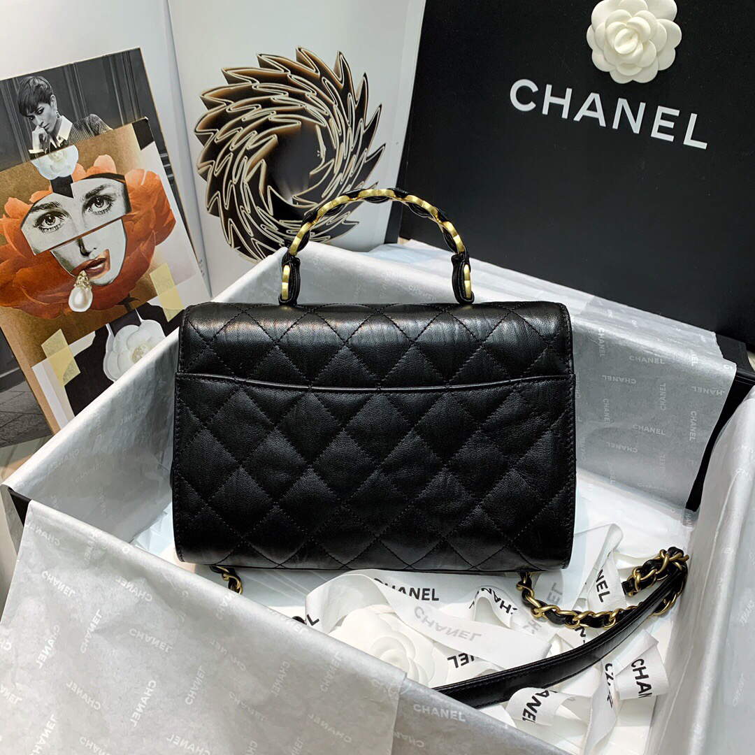 Chanel AS2478 Flap CC Wrapped Bag with Top Handle Black | chanel as2478 flap cc wrapped bag with top handle 11