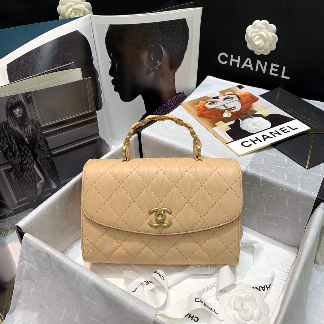 Chanel AS2478 Flap CC Wrapped Bag with Top Handle Apricot | chanel as2478 flap cc wrapped bag with top handle 41