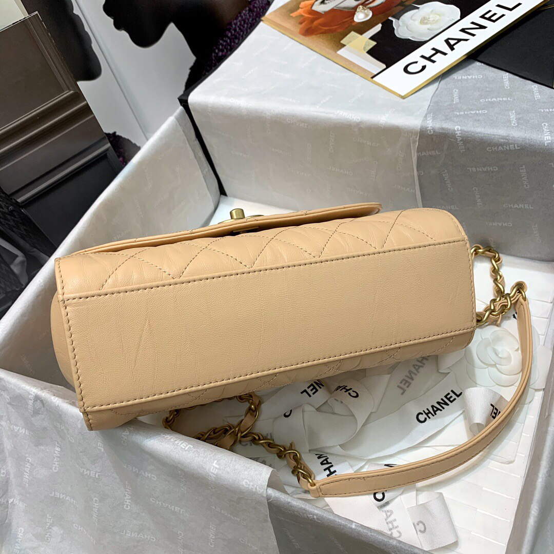 Chanel AS2478 Flap CC Wrapped Bag with Top Handle Apricot | chanel as2478 flap cc wrapped bag with top handle 43